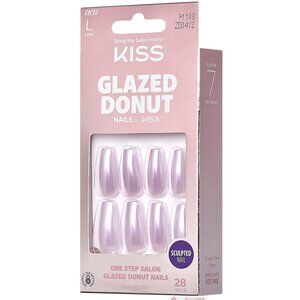 Kiss Glazed Donut Light Purple Nails Long Length